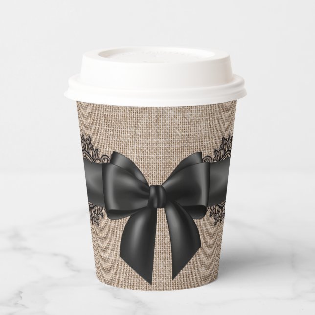 Gobelets en papier lin et dentelle (Gauche)