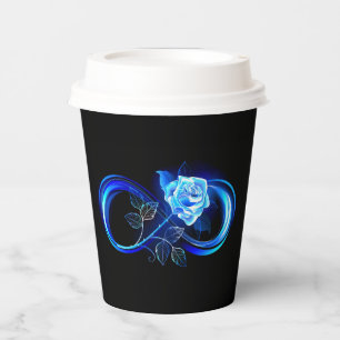 Gobelets En Papier L'infini lumineux avec une rose bleue