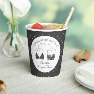 Gobelets En Papier Linge de lingerie aquarelle en dentelle chic noire