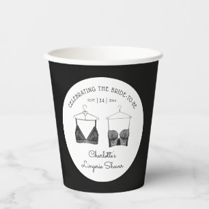 Gobelets En Papier Linge de lingerie aquarelle en dentelle chic noire