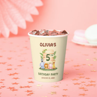 Gobelets En Papier Lion de Savannah hippo zèbre éléphant