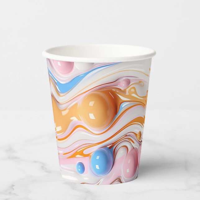Gobelets En Papier Liquide coloré avec bulles (Recto)