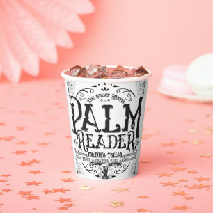 Gobelets En Papier Liseuse de paume Magie Vintage Diseuse de bonne av