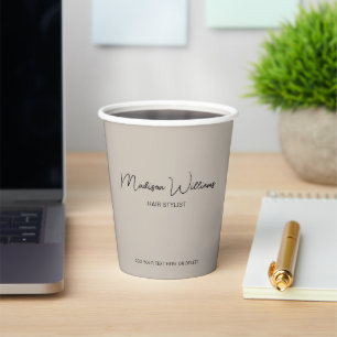 Gobelets En Papier Liste de cheveux Salon moderne Script Business Bei