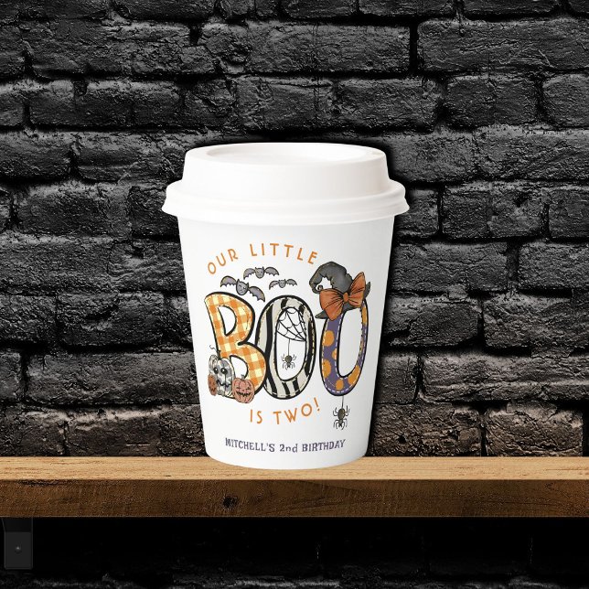 Gobelets En Papier Little Boo est deux Halloween 2e Anniversaire (Créateur téléchargé)