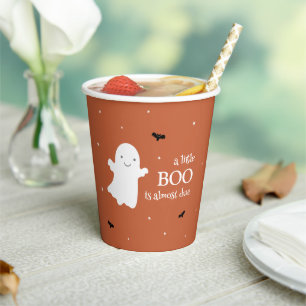 Gobelets En Papier Little Boo Halloween Ghost Orange Baby shower