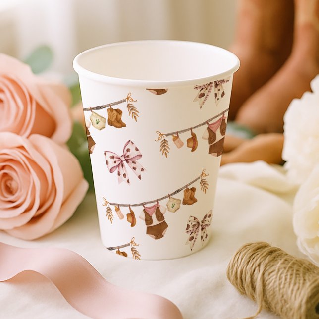 Gobelets En Papier Little Cowgirl Western Clothes Baby Shower (Créateur téléchargé)