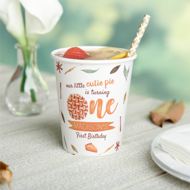 Gobelets En Papier Little Cutie Pie Automne 1er Anniversaire (Insitu)
