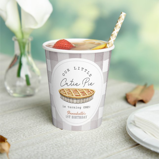 Gobelets En Papier Little Cutie Pie Thanksgiving Blanc Anniversaire (Insitu)