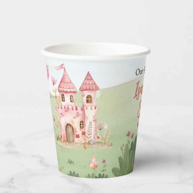 Gobelets En Papier Little Fairy Pink Castle Butterfly Any Age  (Recto)