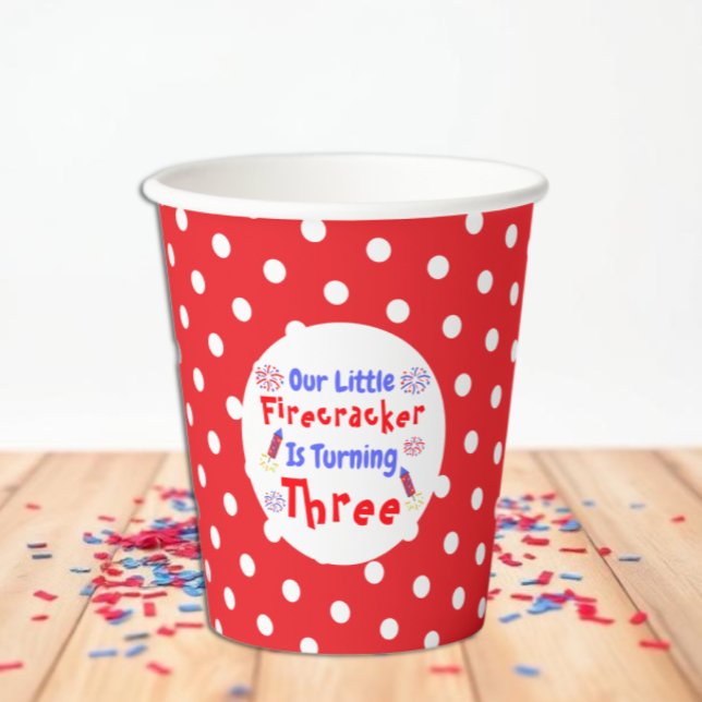 Gobelets En Papier Little Firecracker 3ème anniversaire (Créateur téléchargé)