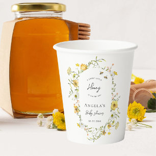 Gobelets En Papier Little Honey Bee Baby shower Fleur sauvage jaune