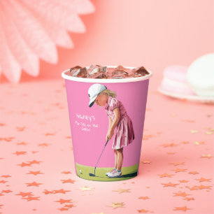 Gobelets En Papier Little Pro en rose : Anniversaire sur le vert