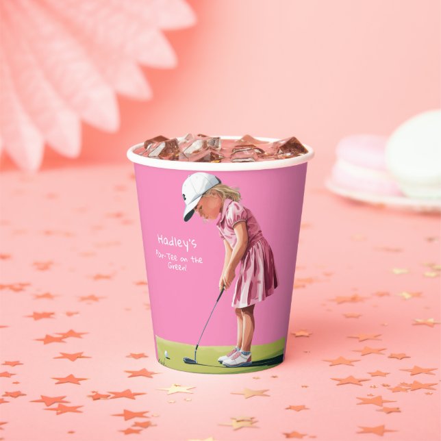 Gobelets En Papier Little Pro en rose : Anniversaire sur le vert (Insitu)