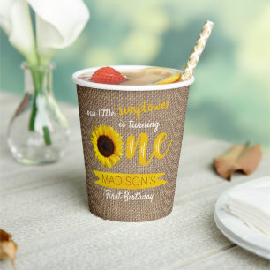 Gobelets En Papier Little Sunflower 1er anniversaire