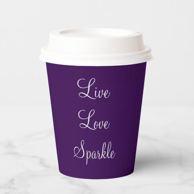 Gobelets En Papier Live, Love, Sparkle citation tasse papier (Recto)