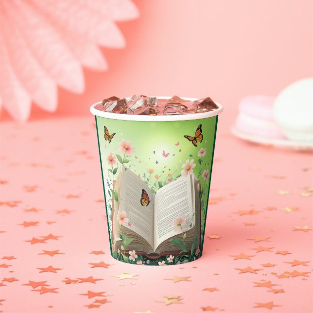 Gobelets En Papier Livre de Jardin moderne Baby shower Floral (Insitu)