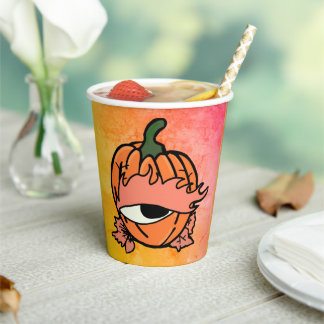 Gobelets En Papier L'oeil endormi du Citrouille Éffrayant