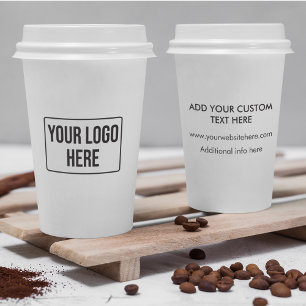 Gobelets En Papier Logo d'affaires minimal Café blanc simple