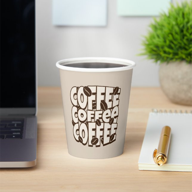 Gobelets En Papier Logo de café à typographie gras (Insitu)