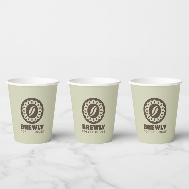 Gobelets En Papier logo de la maison de café Brewly (Multi)