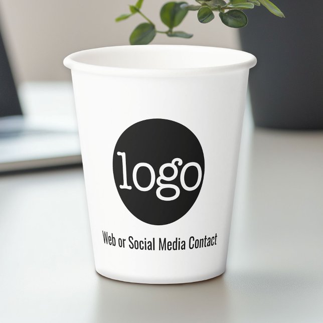 Gobelets En Papier Logo de l'entreprise avec informations de contact  (Custom Paper Cups for Business)