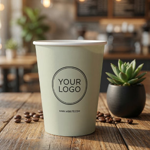 Gobelets En Papier Logo de société personnalisé Vert