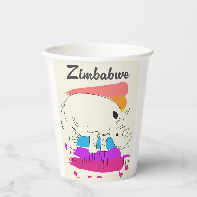 Gobelets En Papier Logo de voyage rétro Zimbabwe (Recto)