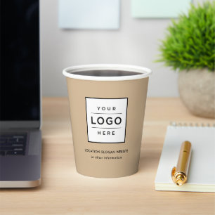 Gobelets En Papier Logo d'entreprise beige de marque Hôtellerie