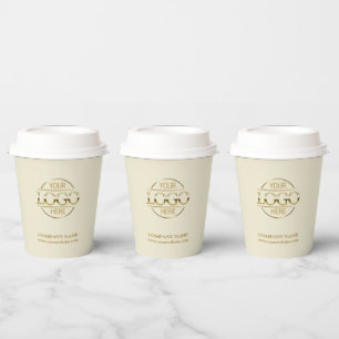 Gobelets En Papier Logo d'entreprise élégant beige or Entreprise d'af