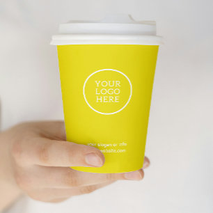 Gobelets En Papier Logo d'entreprise minimaliste Jaune d'affaires