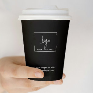 Gobelets En Papier Logo d'entreprise minimaliste noir élégant
