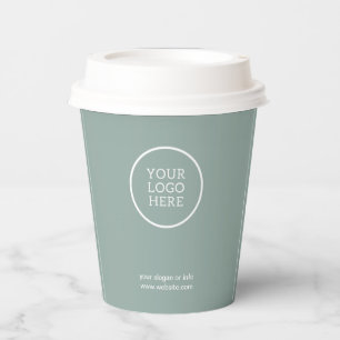 Gobelets En Papier Logo d'entreprise minimaliste Soft Sage pour les e