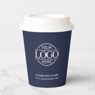 Gobelets En Papier Logo d'entreprise moderne Marine Blue Corporate Co
