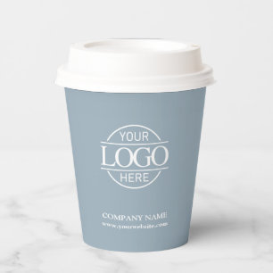 Gobelets En Papier Logo d'entreprise moderne poussiéreux bleu pour en