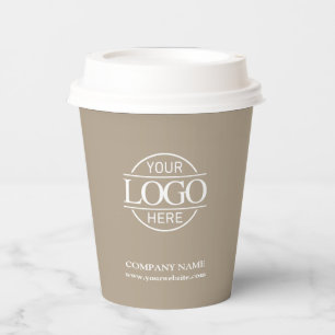 Gobelets En Papier Logo d'entreprise moderne taupe beige