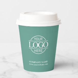 Gobelets En Papier Logo d'entreprise moderne vert sarcelle pour socié