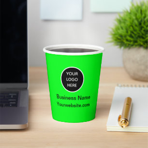 Gobelets En Papier Logo d'entreprise personnalisé Marqué Neon Green
