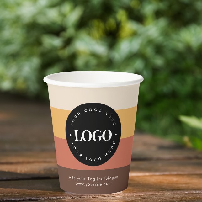 Gobelets En Papier Logo d'entreprise personnalisé Retro Stripes 60s l (Créateur téléchargé)