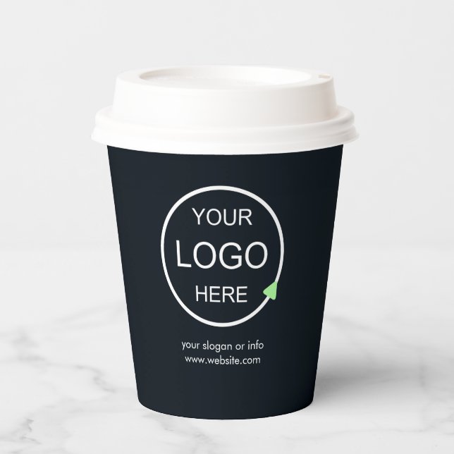 Gobelets En Papier Logo d'entreprise | QR Code Black Modern Professio (Recto)