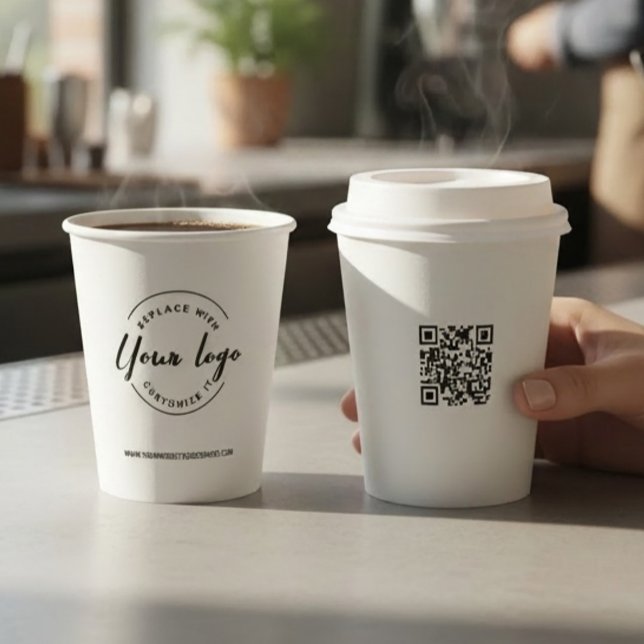 Gobelets En Papier Logo d'entreprise simple Moderne professionnelle (QR code, logo custom paper cups with lid template)