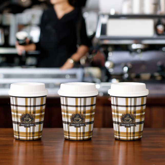 Gobelets En Papier Logo élégant | Moderne et élégant (Créateur téléchargé)