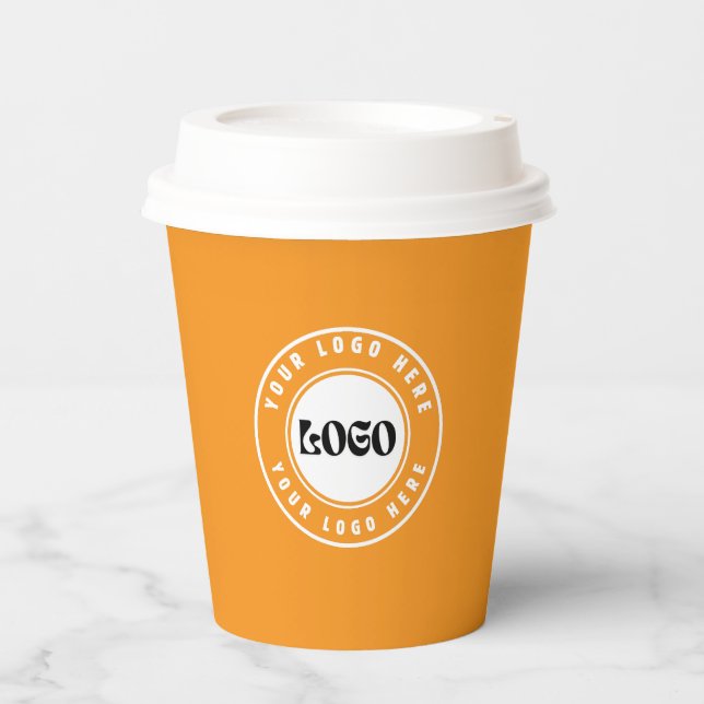 Gobelets En Papier LOGO Entreprise jaune & blanc Professionnel   (Recto)