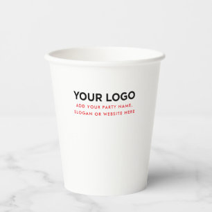 Gobelets En Papier Logo et texte en ligne personnalisés