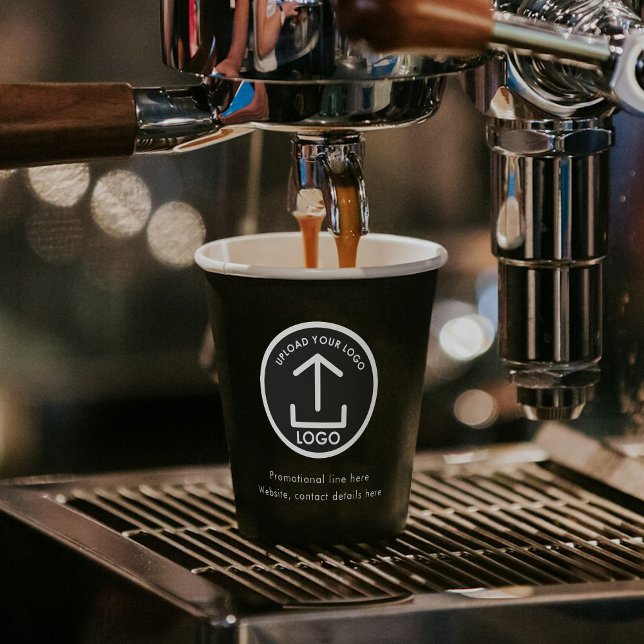 Gobelets En Papier Logo et texte professionnel simple noir (Black Simple Professional Business Logo & Text Paper Cups)