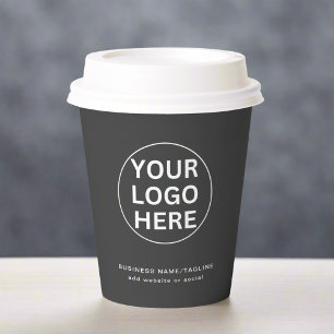 Gobelets En Papier Logo gris l Professionnel Promotionnel Business