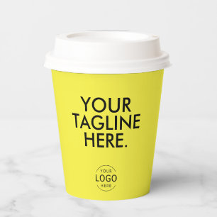 Gobelets En Papier Logo noir jaune QR Code Société Swag