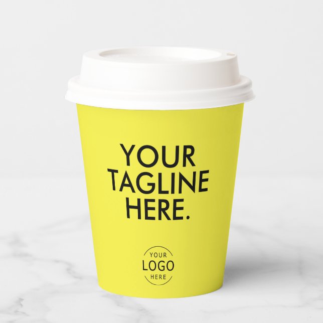 Gobelets En Papier Logo noir jaune QR Code Société Swag (Recto)