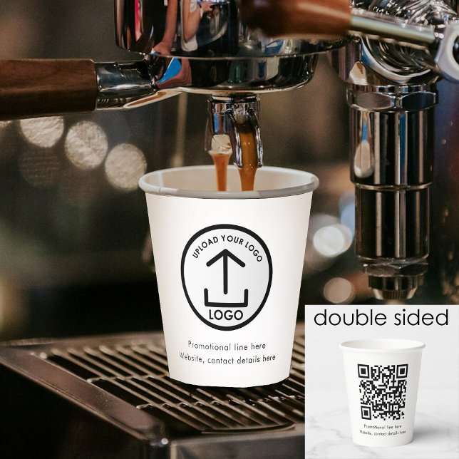 Gobelets En Papier Logo professionnel simple blanc Code QR (White Simple Professional Business Logo QR Code Paper Cups)
