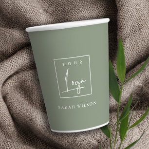 Gobelets En Papier Logo promotionnel personnalisé de Saga Vert simpl